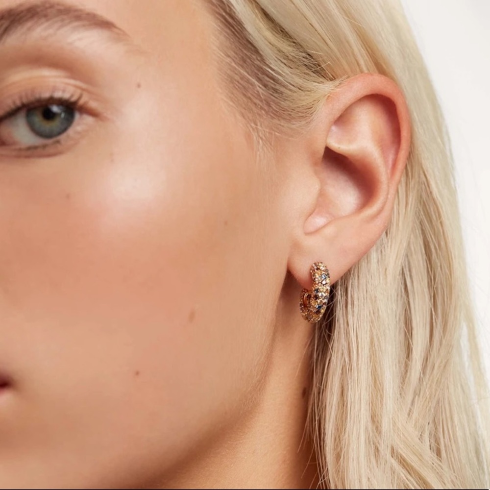 Gold plated 5 stone mini hoops